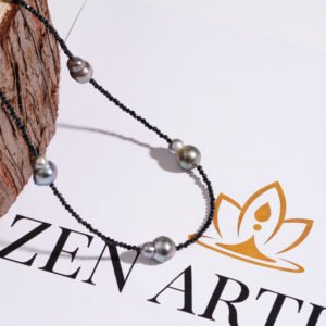 Zen Aritisan Original  Tahitian Black Pearl Necklace with Black Spinel