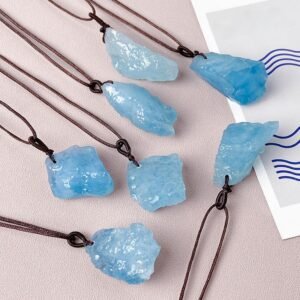 Natural Aquamarine Raw Stone Pendant