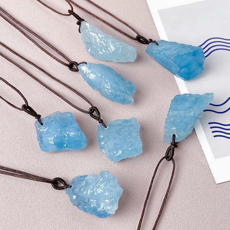 Natural Aquamarine Raw Stone Pendant