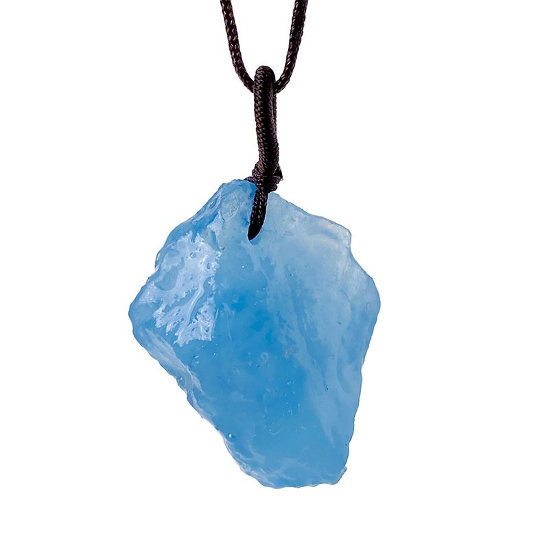 Natural Aquamarine Raw Stone Pendant - 图片 6